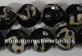 CAG3855 15.5 inches 16mm faceted round tibetan agate beads wholesale