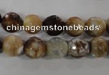 CAG3863 15.5 inches 10mm faceted round fire crackle agate beads