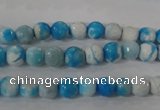 CAG3871 15.5 inches 6mm faceted round fire crackle agate beads