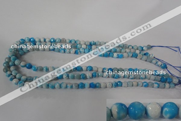 CAG3871 15.5 inches 6mm faceted round fire crackle agate beads