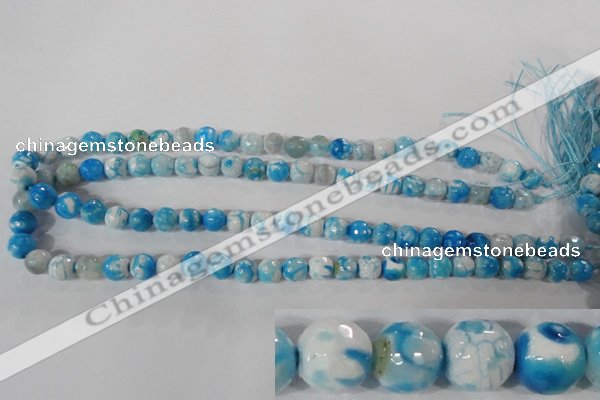 CAG3872 15.5 inches 8mm faceted round fire crackle agate beads