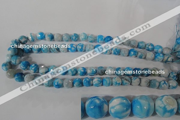 CAG3873 15.5 inches 10mm faceted round fire crackle agate beads