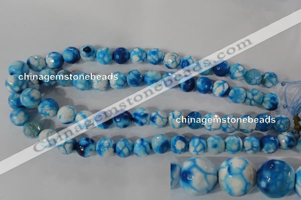 CAG3874 15.5 inches 12mm faceted round fire crackle agate beads