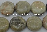 CAG3907 15.5 inches 18mm flat round chrysanthemum agate beads