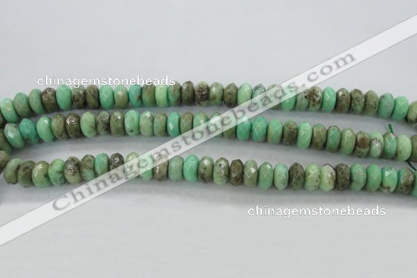 CAG3913 15.5 inches 5*10mm faceted rondelle green grass agate beads