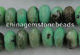 CAG3915 15.5 inches 8*14mm faceted rondelle green grass agate beads