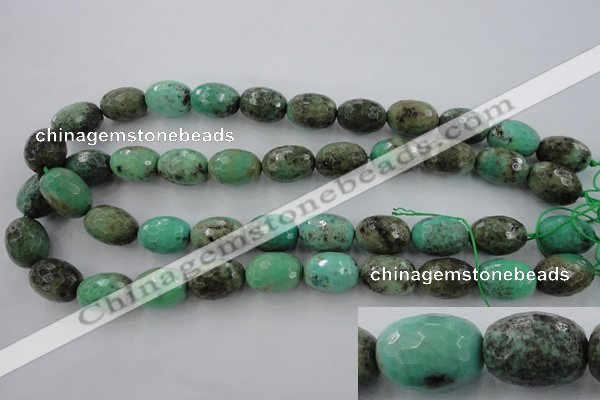 CAG3920 15.5 inches 13*18mm faceted rice green grass agate beads