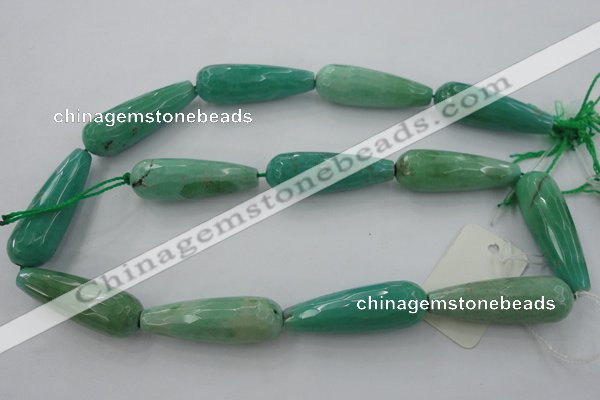 CAG3922 15.5 inches 10*30mm faceted teardrop green grass agate beads