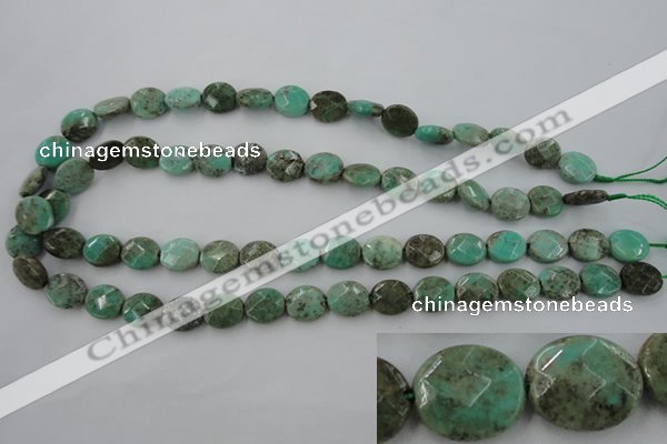 CAG3931 15.5 inches 10*12mm faceted oval green grass agate beads