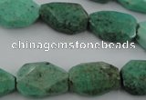 CAG3940 15.5 inches 13*19mm faceted freeform green grass agate beads