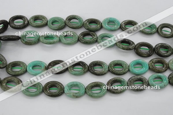 CAG3945 15.5 inches 13*18mm oval donut green grass agate beads