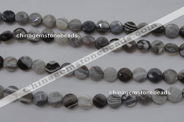 CAG3960 15.5 inches 10mm faceted coin grey botswana agate beads