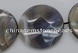 CAG3968 15.5 inches 30mm faceted coin grey botswana agate beads