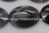 CAG3977 15.5 inches 25*35mm faceted oval grey botswana agate beads