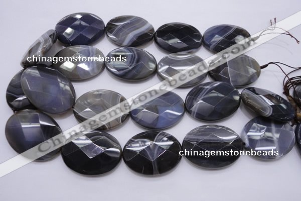 CAG3978 15.5 inches 30*40mm faceted oval grey botswana agate beads