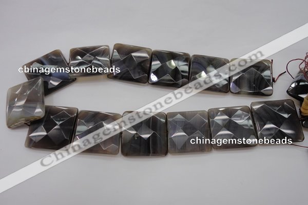 CAG3985 15.5 inches 30*30mm faceted square grey botswana agate beads