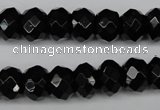 CAG3995 15.5 inches 8*12mm faceted rondelle black agate beads