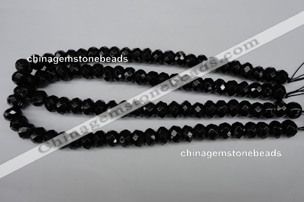 CAG3995 15.5 inches 8*12mm faceted rondelle black agate beads