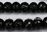 CAG3996 15.5 inches 10*14mm faceted rondelle black agate beads