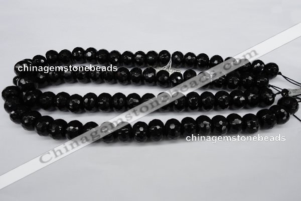 CAG3996 15.5 inches 10*14mm faceted rondelle black agate beads