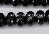 CAG3997 15.5 inches 12*16mm faceted rondelle black agate beads