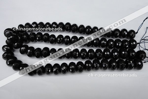 CAG3997 15.5 inches 12*16mm faceted rondelle black agate beads