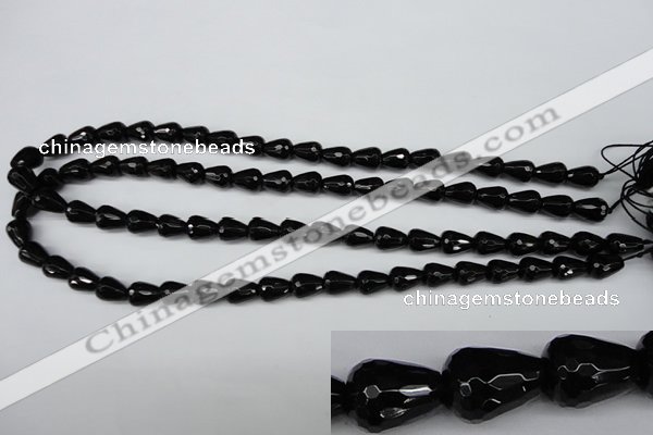 CAG4000 15.5 inches 8*10mm faceted teardrop black agate beads