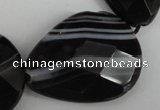 CAG4031 15.5 inches 20*30mm faceted flat teardrop black agate beads