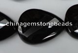 CAG4035 15.5 inches 22*30mm faceted & twisted teardrop black agate beads