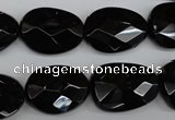 CAG4038 15.5 inches 15*20mm faceted freeform black agate beads