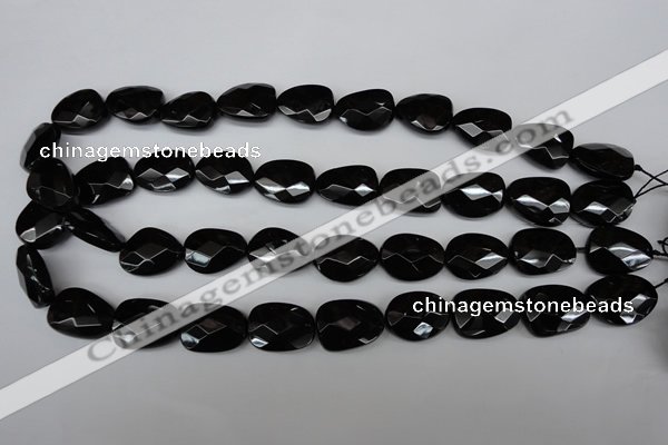 CAG4038 15.5 inches 15*20mm faceted freeform black agate beads