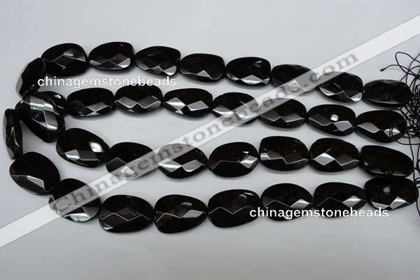 CAG4039 15.5 inches 18*23mm faceted freeform black agate beads