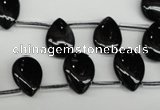 CAG4042 Top-drilled 10*14mm flat teardrop black agate beads