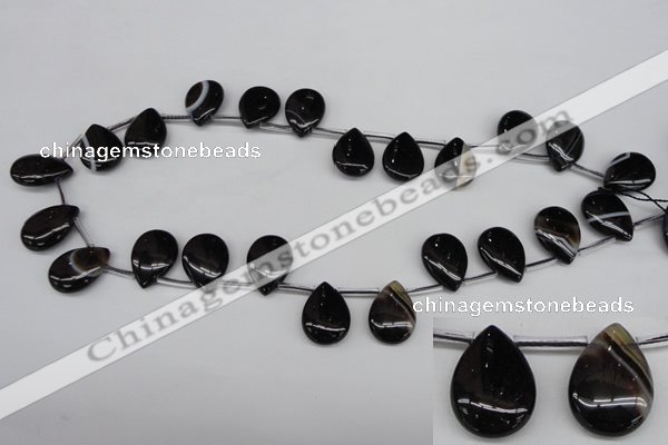 CAG4044 Top-drilled 13*18mm flat teardrop black agate beads