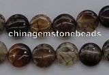 CAG4061 15.5 inches 10mm flat round dragon veins agate beads