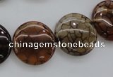 CAG4065 15.5 inches 20mm flat round dragon veins agate beads