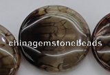 CAG4069 15.5 inches 40mm flat round dragon veins agate beads