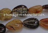 CAG4079 15.5 inches 10*14mm flat teardrop dragon veins agate beads