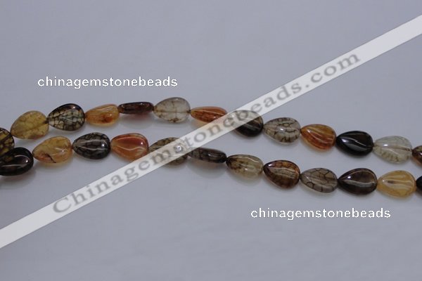 CAG4079 15.5 inches 10*14mm flat teardrop dragon veins agate beads