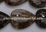 CAG4084 15.5 inches 22*30mm flat teardrop dragon veins agate beads