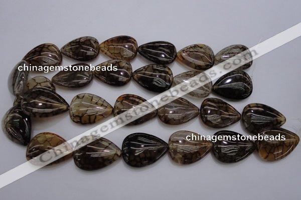 CAG4084 15.5 inches 22*30mm flat teardrop dragon veins agate beads