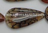 CAG4085 15.5 inches 20*40mm flat teardrop dragon veins agate beads