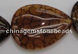 CAG4086 15.5 inches 30*40mm flat teardrop dragon veins agate beads