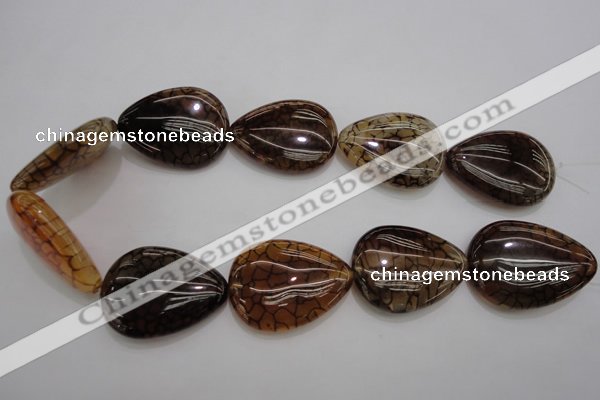 CAG4086 15.5 inches 30*40mm flat teardrop dragon veins agate beads