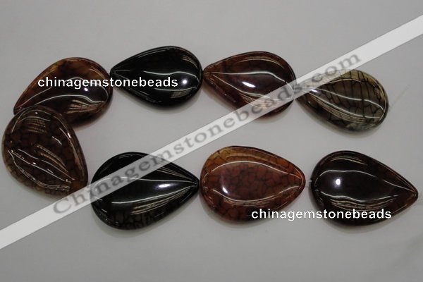 CAG4088 15.5 inches 38*50mm flat teardrop dragon veins agate beads