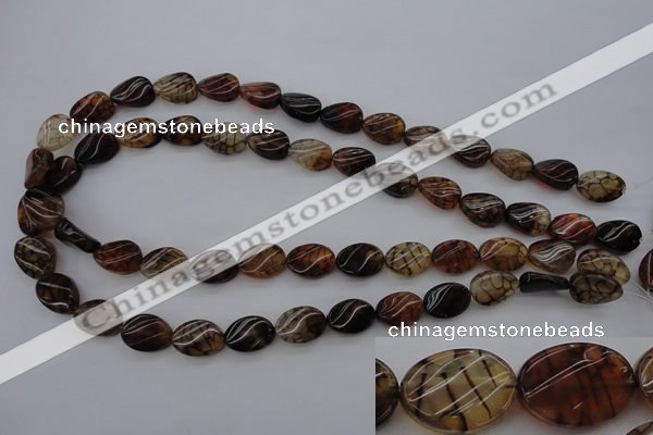 CAG4104 15.5 inches 10*14mm twisted oval dragon veins agate beads