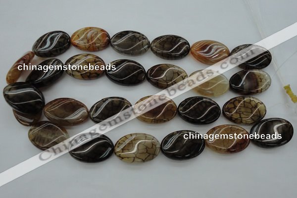 CAG4109 15.5 inches 20*30mm twisted oval dragon veins agate beads