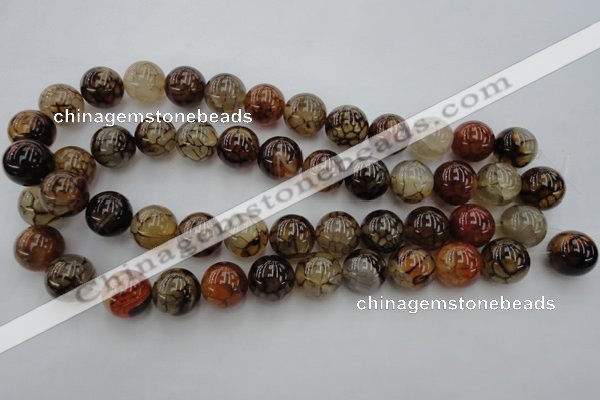 CAG4115 15.5 inches 16mm round dragon veins agate beads