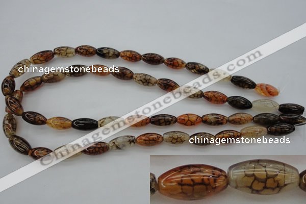 CAG4125 15.5 inches 8*16mm rice dragon veins agate beads