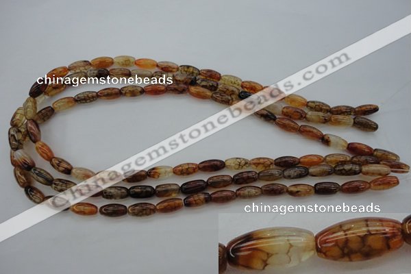 CAG4126 15.5 inches 6*12mm rice dragon veins agate beads